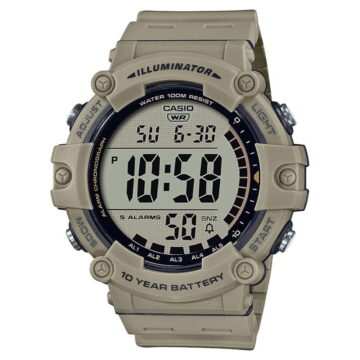 Casio Men's Wide Face Digital Tan Resin Strap Watch