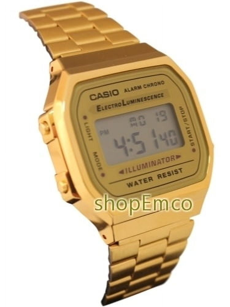 Casio Vintage Retro Gold Digital Dial Stainless Steel Unisex Watch A168WG9UR - Image 2
