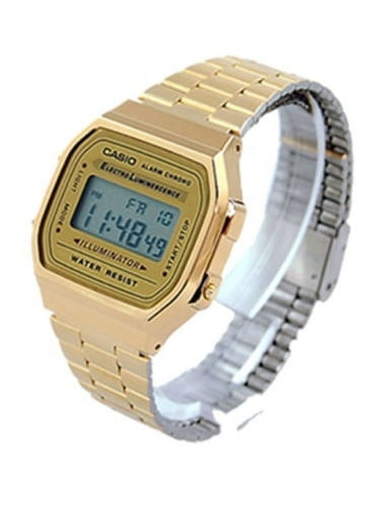 Casio Vintage Retro Gold Digital Dial Stainless Steel Unisex Watch A168WG9UR - Image 4