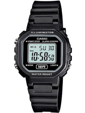 Casio Women's Digital Casual Watch, Black/White LA20WH-1A