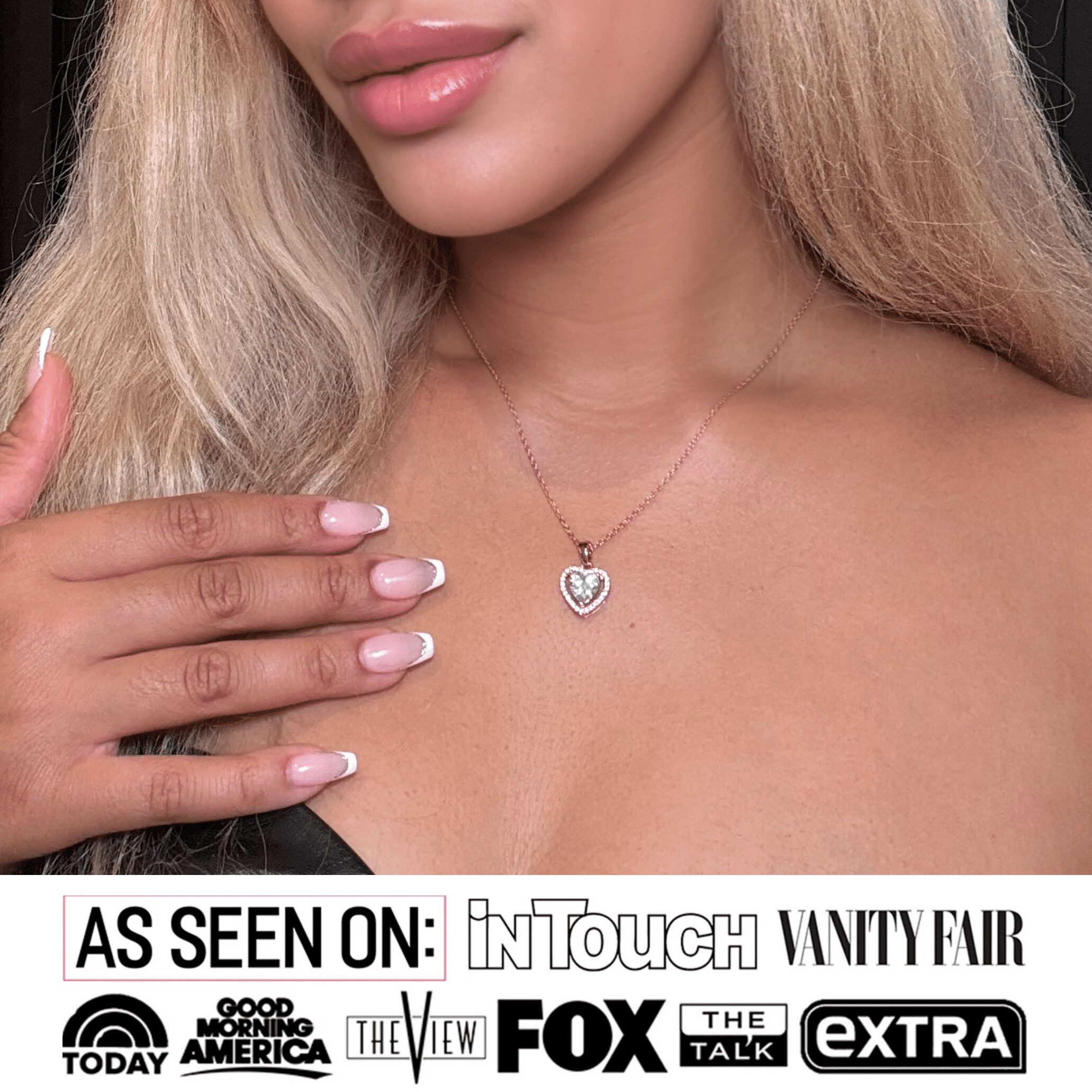 Cate & Chloe Amora 18k White Gold Plated Heart Pendant Necklace with Simulated Diamonds for Women - Image 5