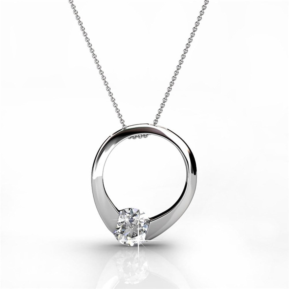 Cate & Chloe Dahlia 18k White Gold Plated Pendant Necklace with Swarovski Crystal Gift for Women - Image 5