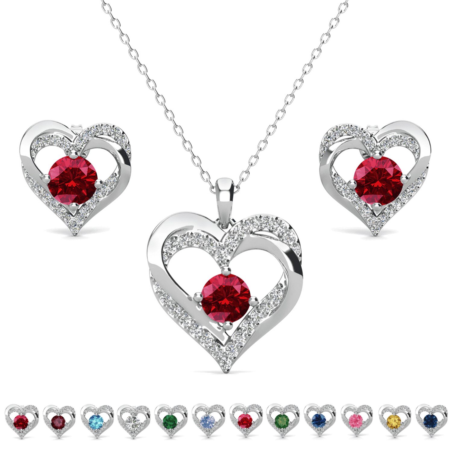 Cate & Chloe Forever January Birthstone 18k White Gold Plated Women Jewelry Set, Swarovski Crystals
