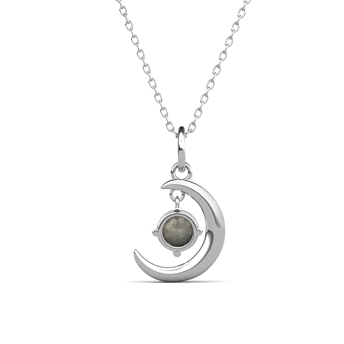 Cate & Chloe Luna January Birthstone 18k White Gold Plated Women's Necklace with Swarovski Crystal - Image 3