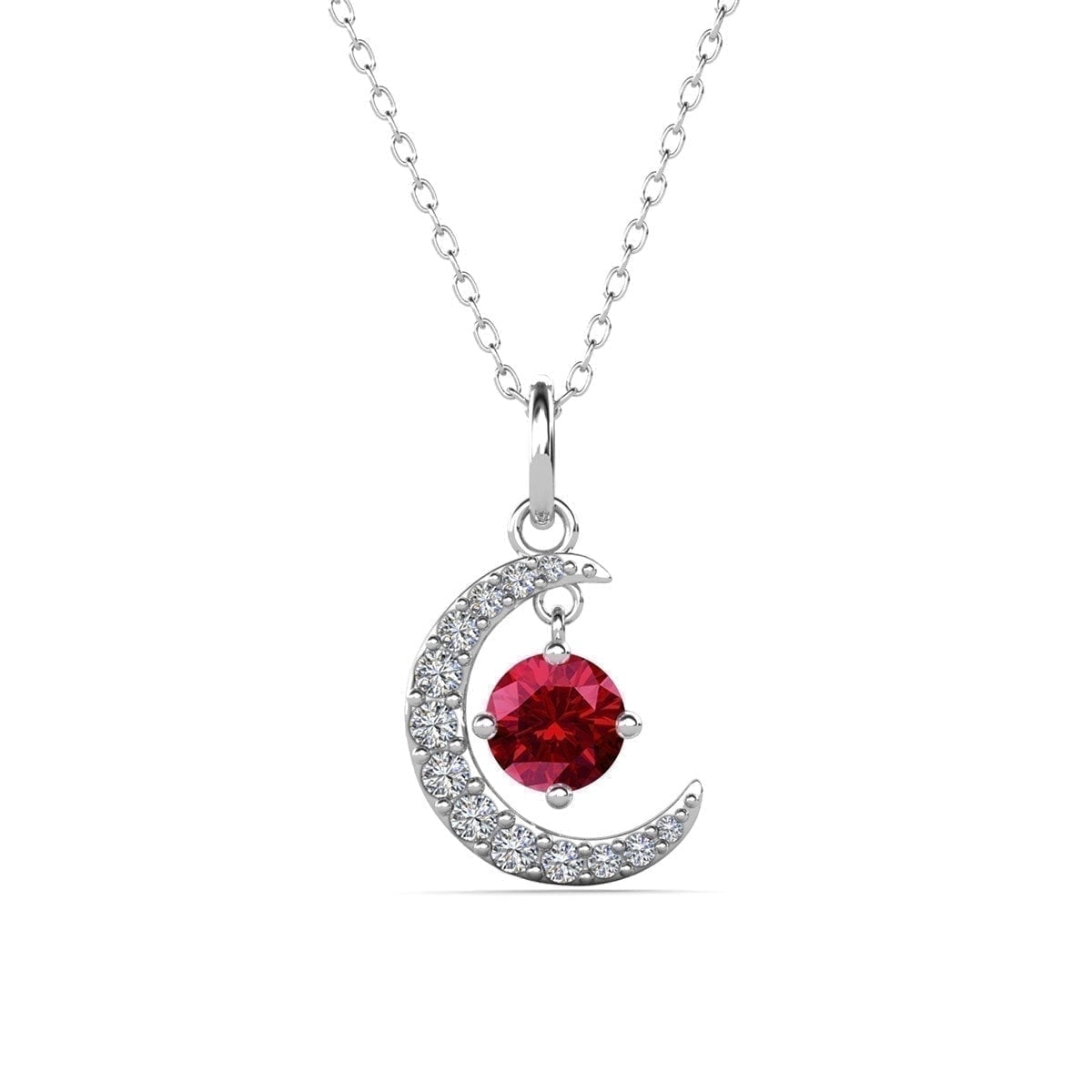 Cate & Chloe Luna January Birthstone 18k White Gold Plated Women's Necklace with Swarovski Crystal - Image 5