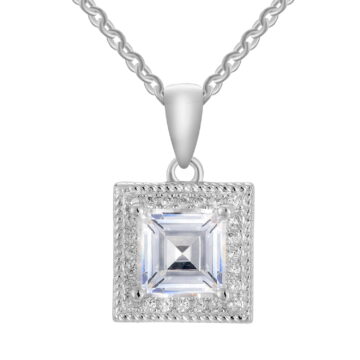 Cate & Chloe Rebecca 18k White Gold Plated Necklace with Simulated Diamond Crystals Gift for Women