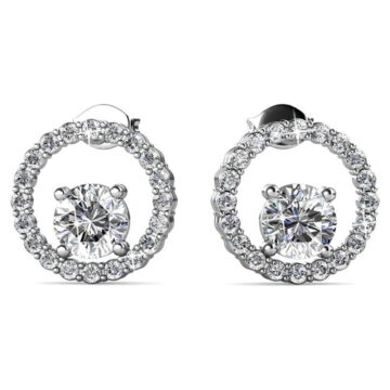 Cate & Chloe Reign 18k White Gold Plated Drop Earrings with Swarovski Crystals for Women, Gift for Her