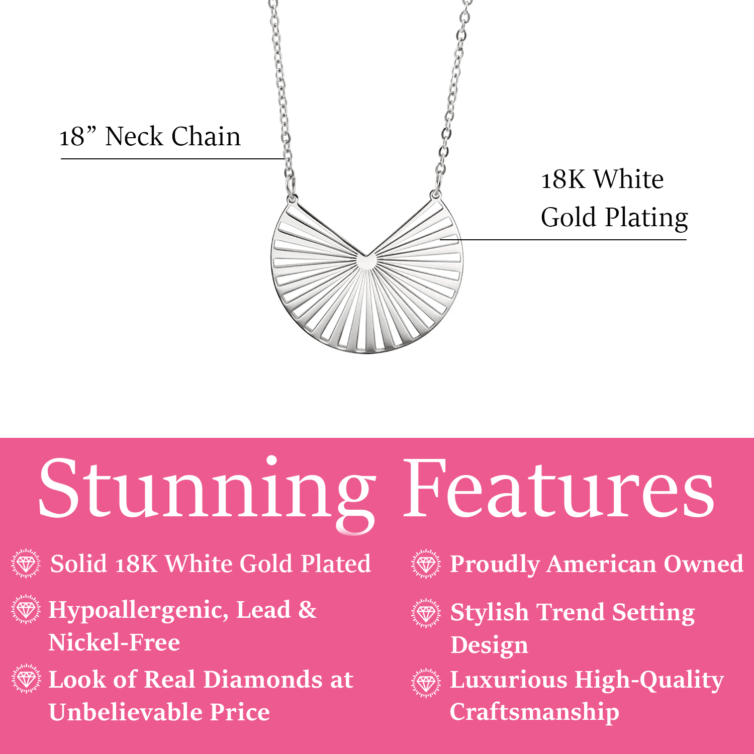 Cate & Chloe Taylor 18k White Gold Plated Pendant Necklace for Women, Gift for Her - Image 2