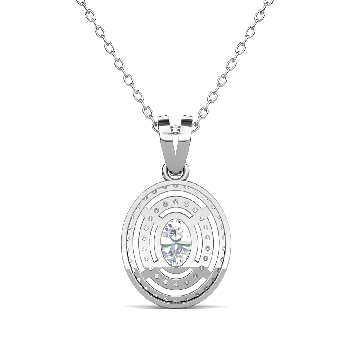 Cate & Chloe Zelda 18k White Gold Plated Pendant Necklace with Simulated Diamond Crystal for Women - Image 3