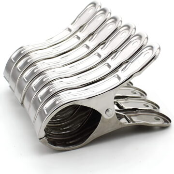 CCOCC 2026 New 6 Pack Large Beach Towel Clips Stainless Steel Clothes Pegs Beach Towel Clips Metal Clips for Beach Pool Daily Laundry for Beach, Pool, Laundry, Patio, Picnic