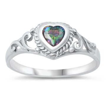 CHOOSE YOUR COLOR Elegant Promise Ring .925 Sterling Silver Band Black CZ Jewelry Female Size 7