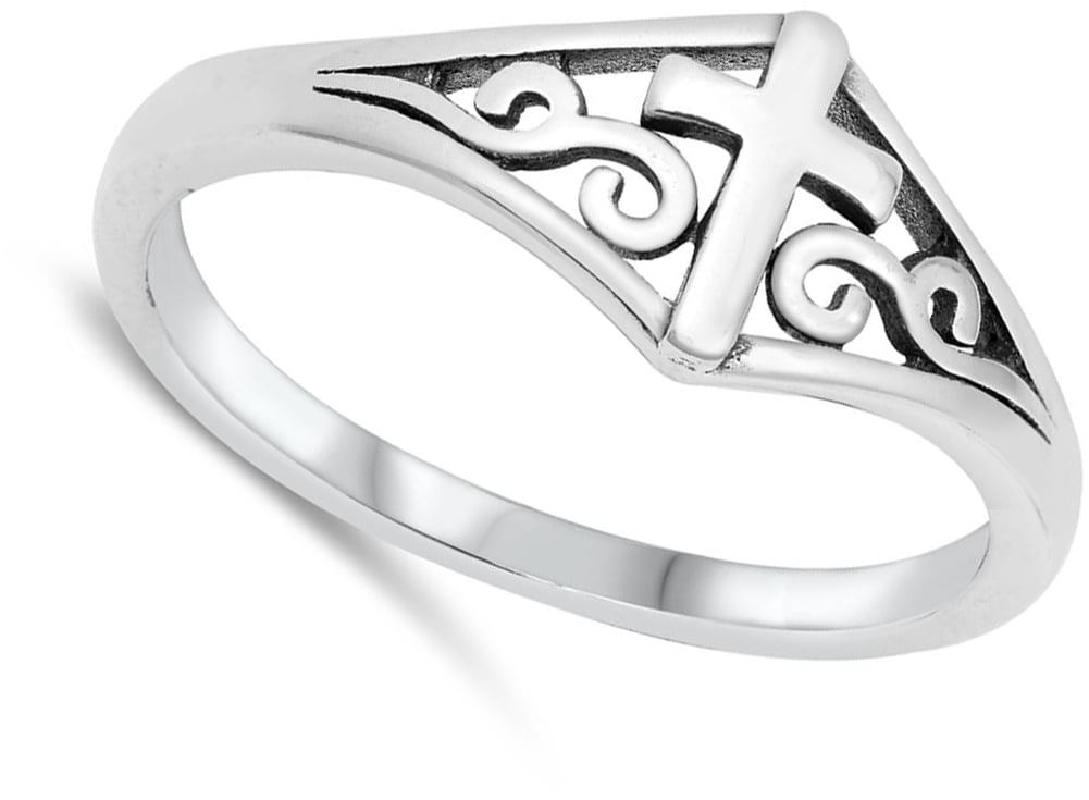 Christian Filigree Swirl Cross Ring .925 Sterling Silver Band Jewelry Female Male Unisex Size 10 - Image 4