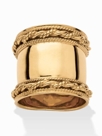 Cigar Band-Style Ring with Rope Detailing in 18k Yellow Gold over Sterling Silver
