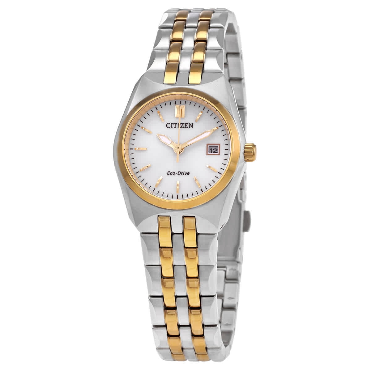 Citizen Eco-Drive Corso Women's White Dial Two-Tone Watch EW2299-50A