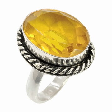 Citrine Gemstone Ring for Women 925 Sterling Silver Handmade Jewelry Women’s Fashion Ring November Birthstone Ring Size US 9
