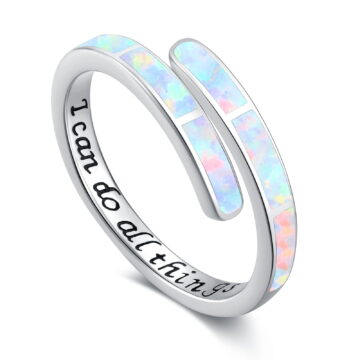 Coachuhhar Opal Ring 925 Sterling Silver White Adjustable Opal Rings Opal Jewelry Gifts for Women Birthday