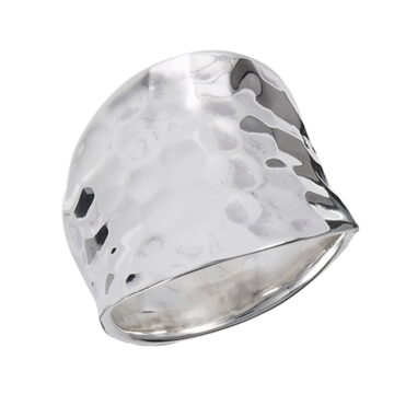Concave Hammered Wide Large Ring 925 Sterling Silver Band Jewelry Female Male Unisex Size 10