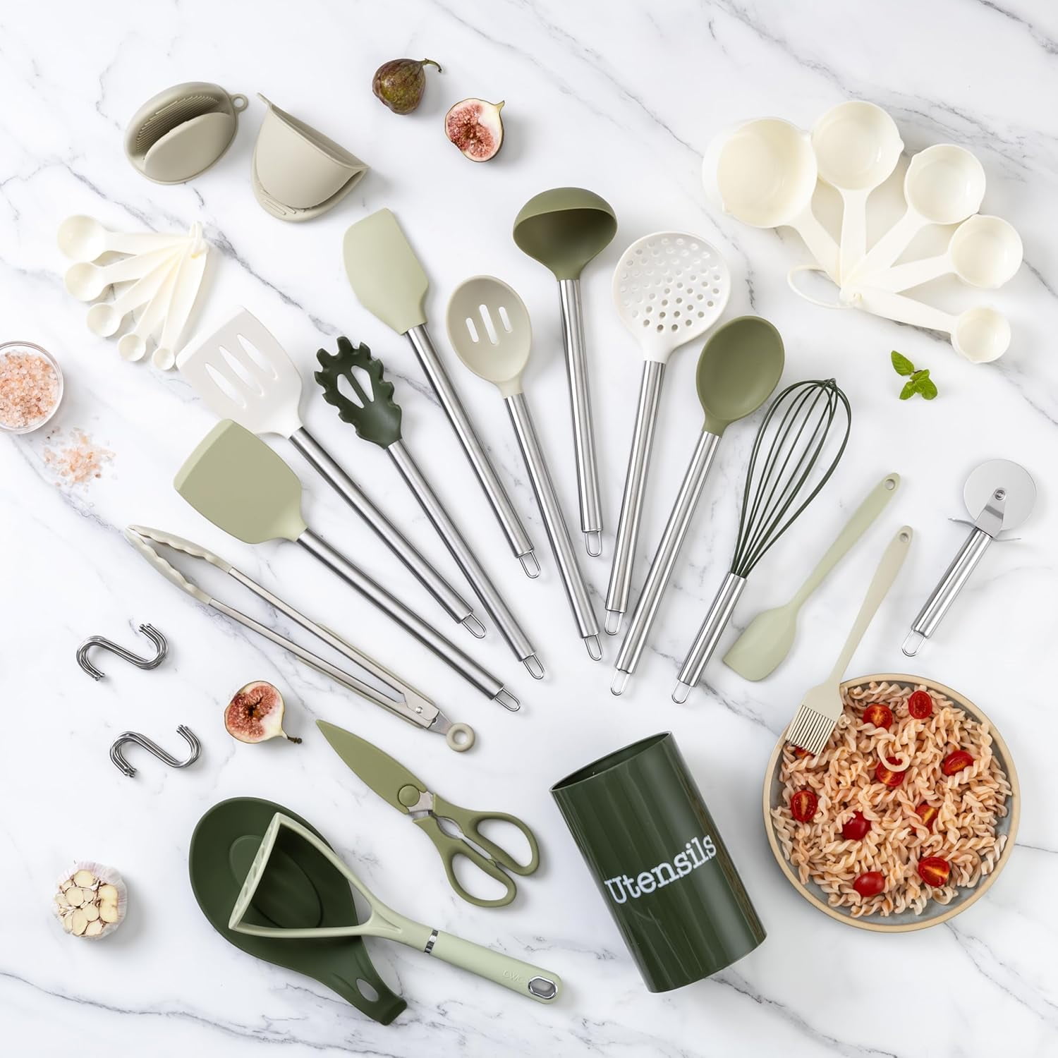 COOK WITH COLOR Silicone Cooking Utensils Set, Heat-Resistant, Nonstick Kitchen Gadgets (38 Pieces) - Image 2
