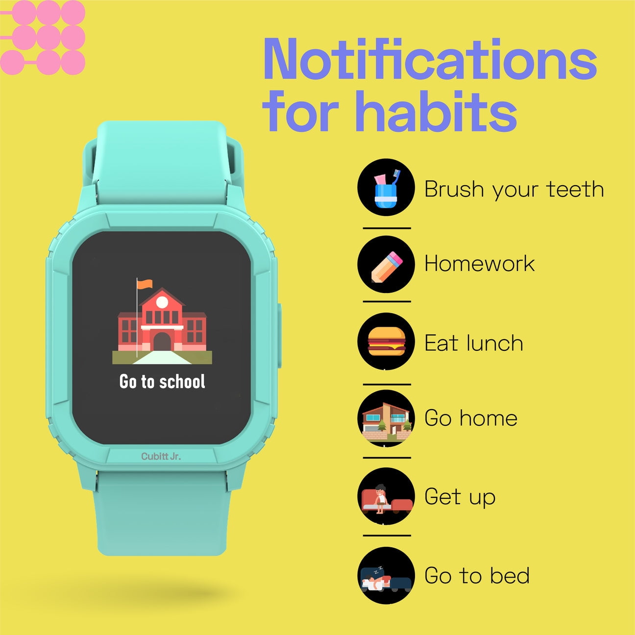 Cubitt Jr Smart Watch Fitness Tracker for Kids and Teens, Waterproof Black - Image 4