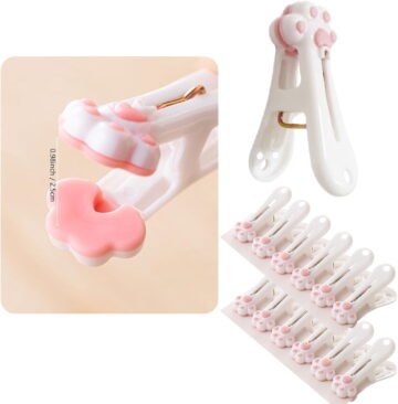 Cute Cat Claw Clothespin, Towel Clips, Keep Your Laundry Trackless (Pack of 12 Pink)