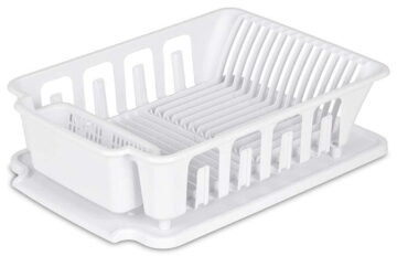 dailywebdeals Plastic Dish Drainer for Kitchen Counter Sink Set - Foldable - 2 Pc, White