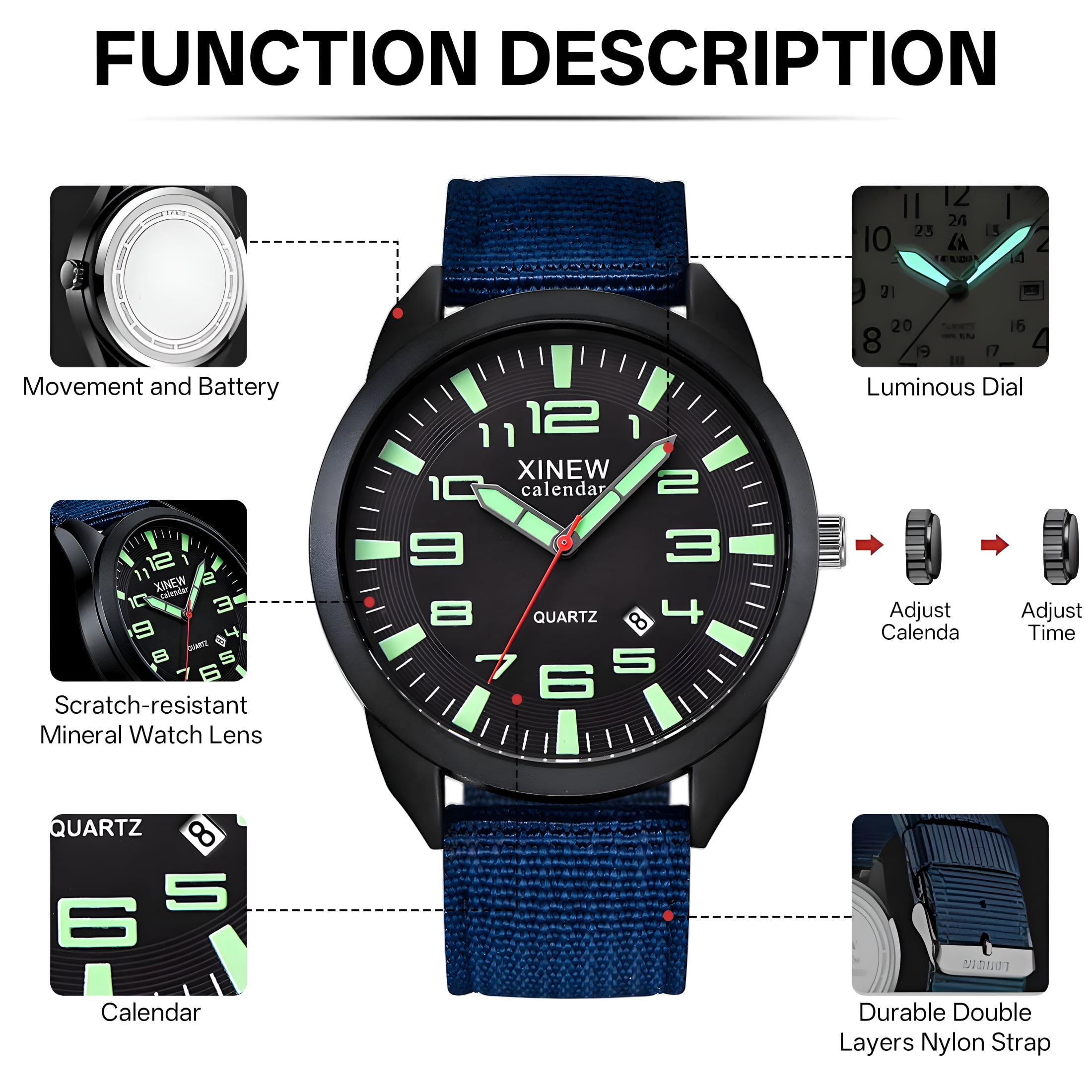 DESIGNICE 2026 New Watches for Men, Classic Nylon Strap Analog Watch, Accurate Quartz Movement Comfortable Wear Men'S Watches,For Business,Casual,Sports - Image 5