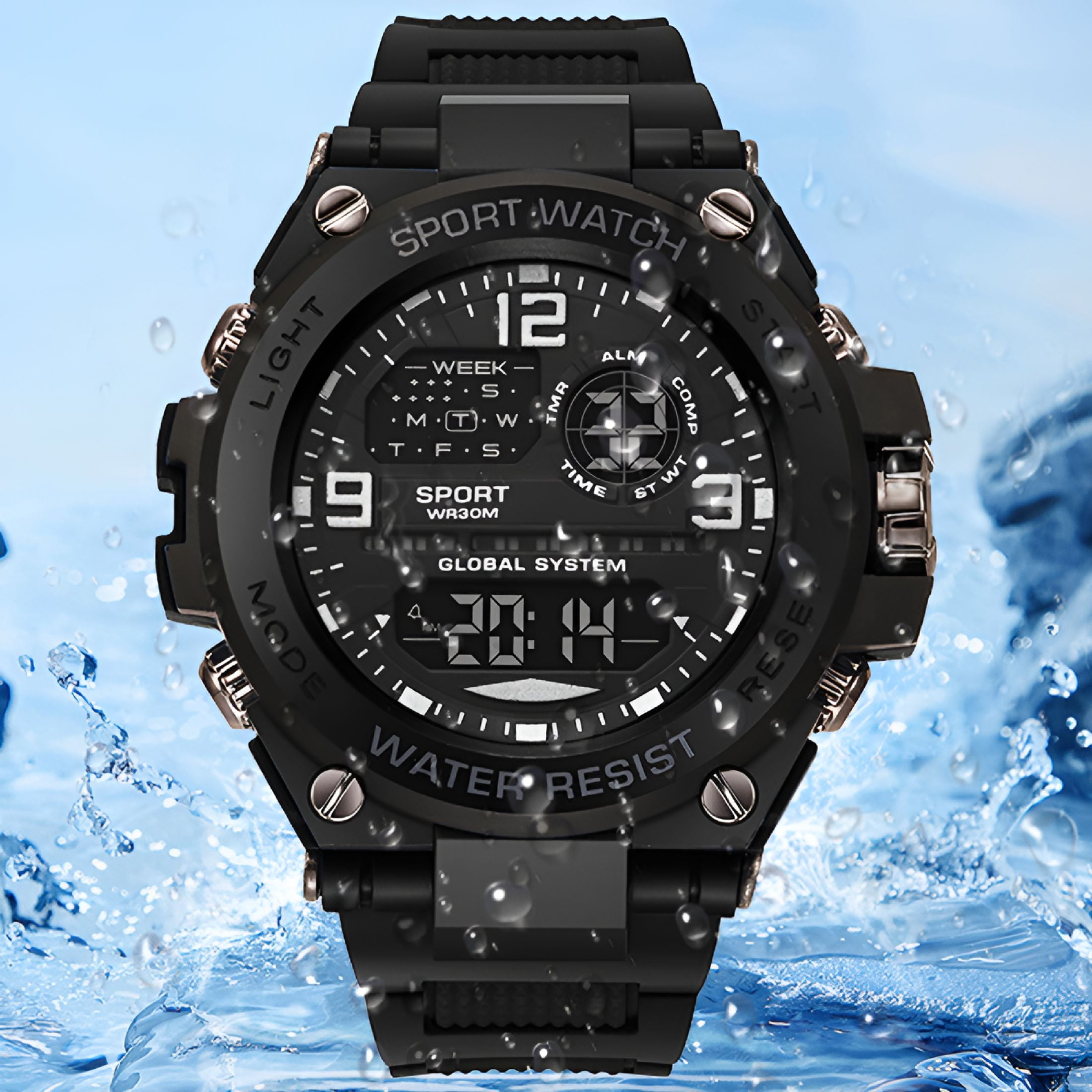 DESIGNICE Men's Watch 50M Wristwatch Led Quartz Sport Watch,Sport Watches for Men - Image 3