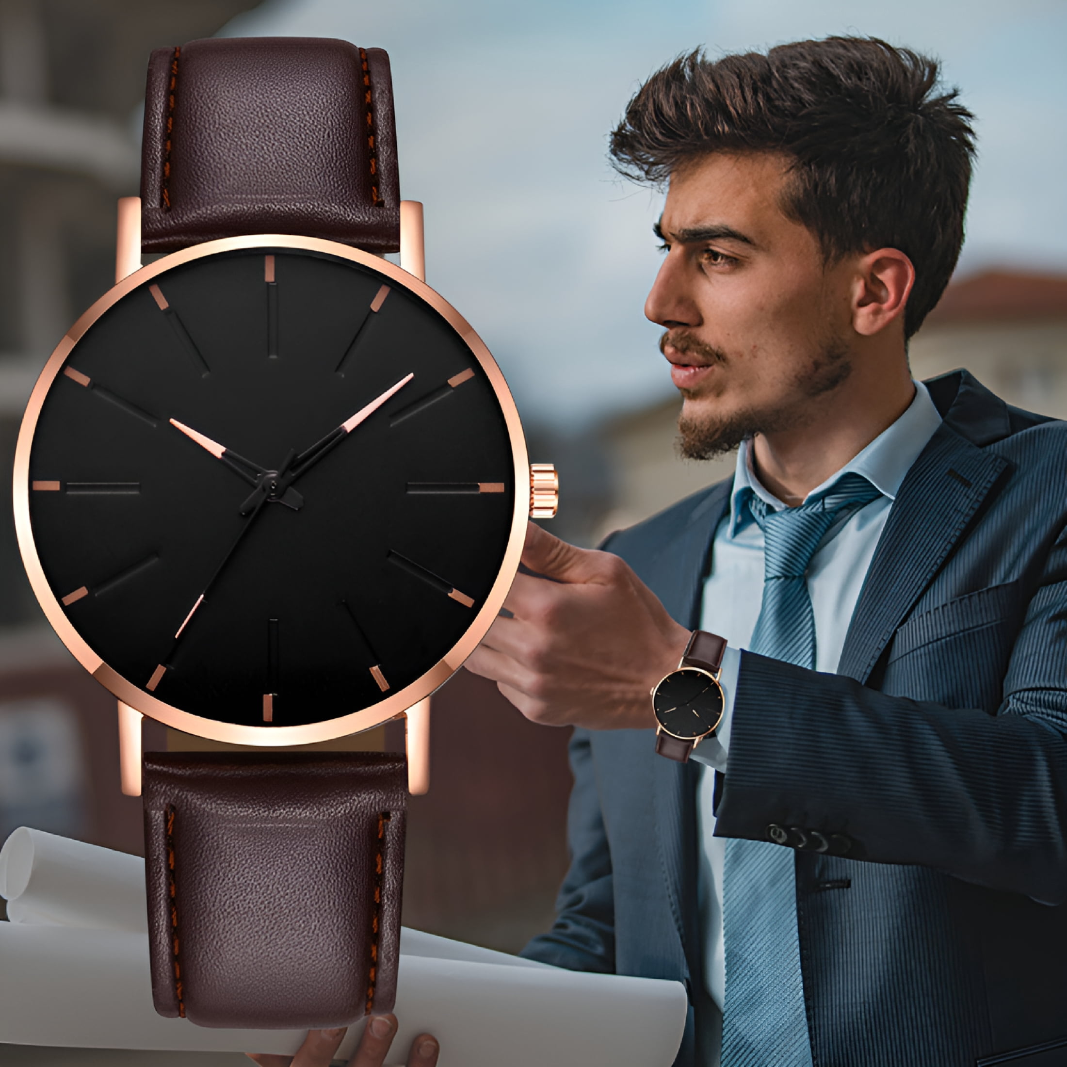 DESIGNICE Men's Watch Luxury Watches Quartz Watch Stainless Steel Dial Casual Bracelet Watch - Image 5