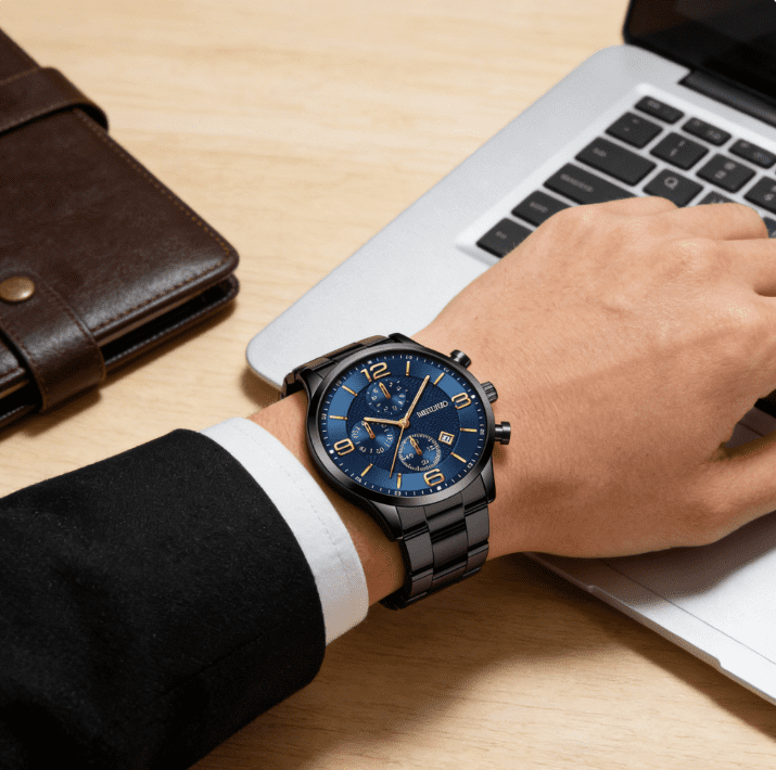 DESIGNICE Watches for Men,Elegant Stainless Steel Band Analog Watch,Waterproof Design Quartz Movement Men'S Watches,Style1 - Image 3