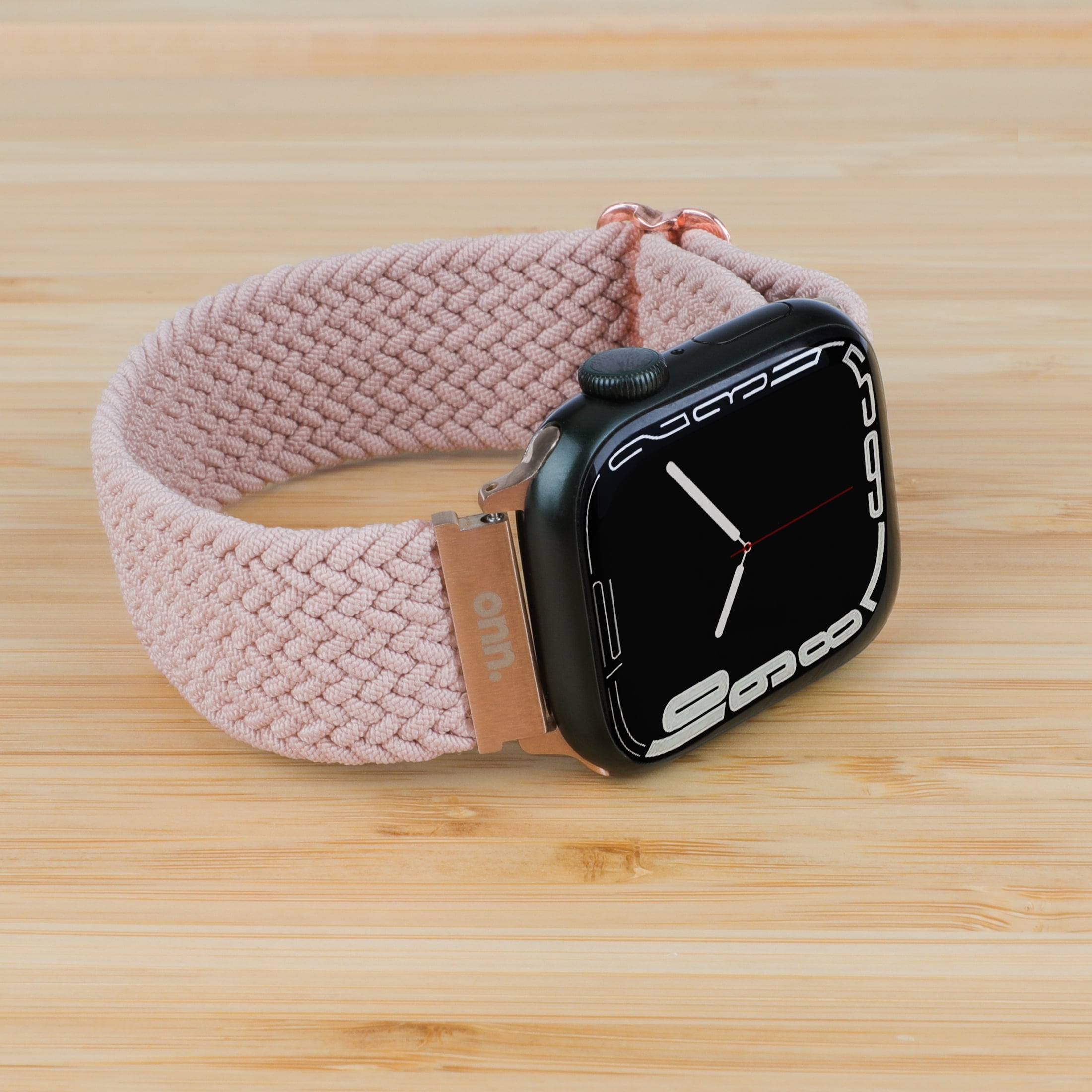 onn Watch Band, Universal Fit for Apple Watch, Samsung Galaxy & Garmin 20mm, Pink Woven Knit - Image 3