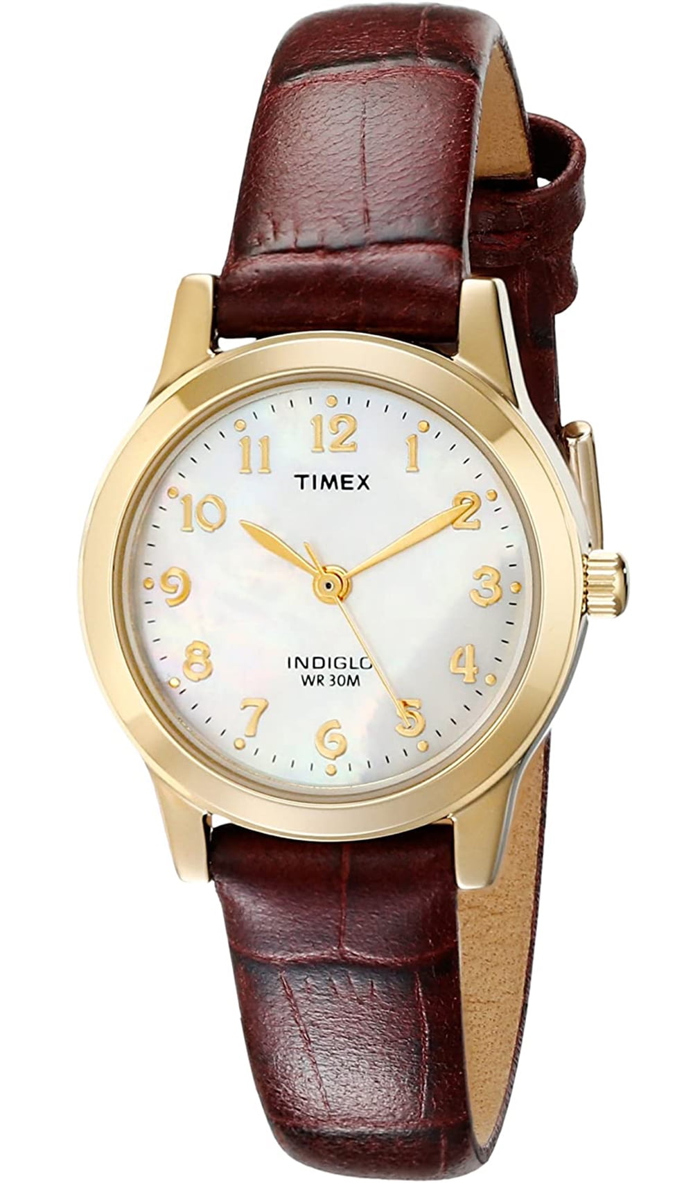 Timex Women's Essex Avenue Gold/Burgundy/MOP 25mm Dress Watch, Leather Strap - Image 2