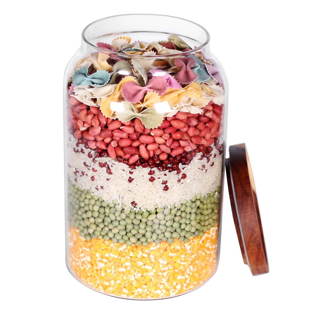 Egg Jars Kitchen Canister 1 Gallon Clear Large Glass Food Storage Jar with Wooden Airtight Lid for Spaghetti Pasta, Powder, flour, Tea, Coffee cereals - Image 5