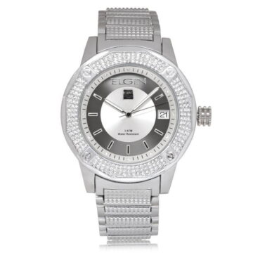 Elgin Men’s Silver Tone Analog Quartz Watch with Round Crystal Dial, Classic Every Day Style (FG160032)