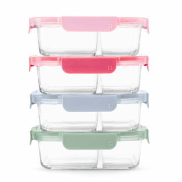 Ello Color Lock 8pc 3.4 Cup Divided Glass Meal Prep Set