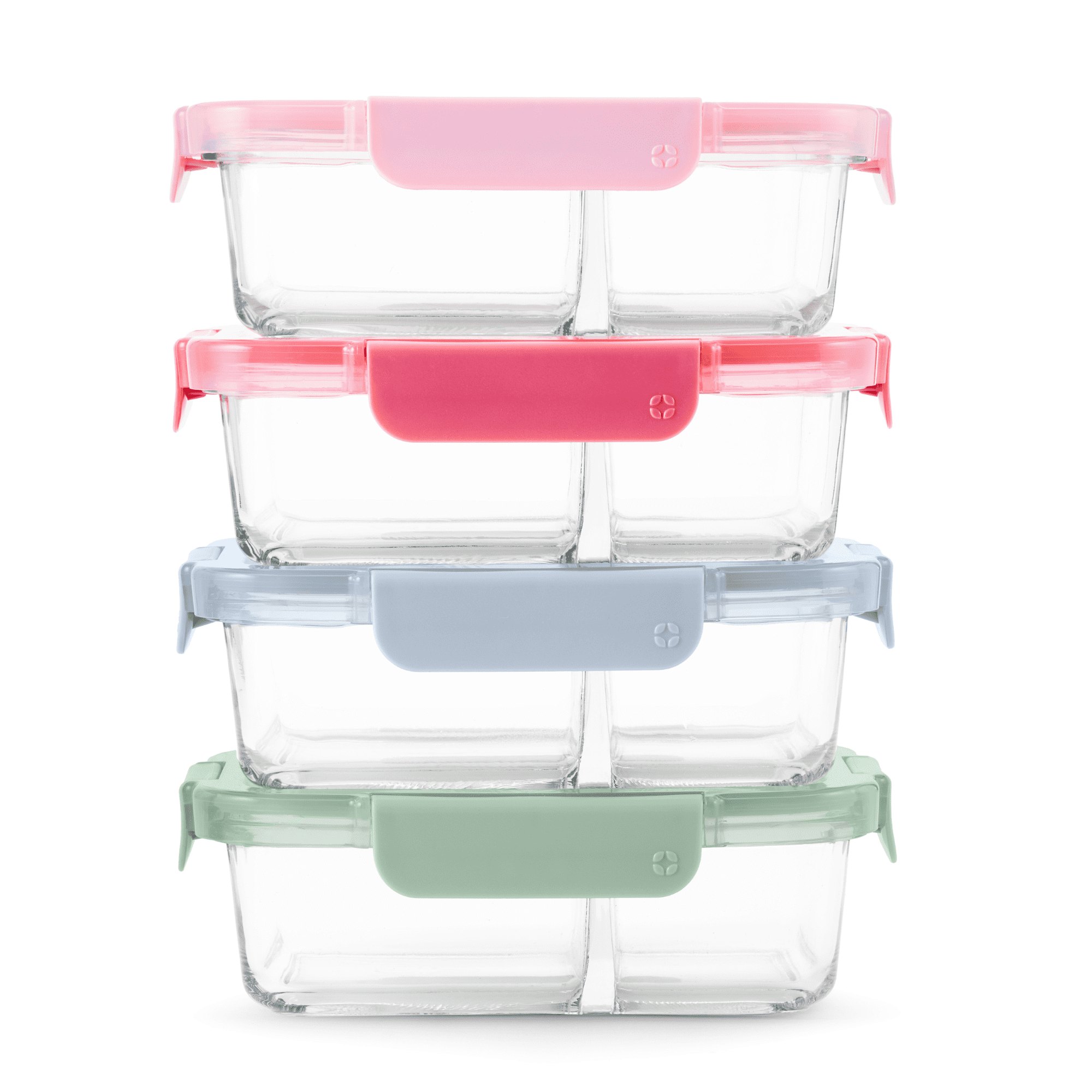 Ello Color Lock 8pc 3.4 Cup Divided Glass Meal Prep Set