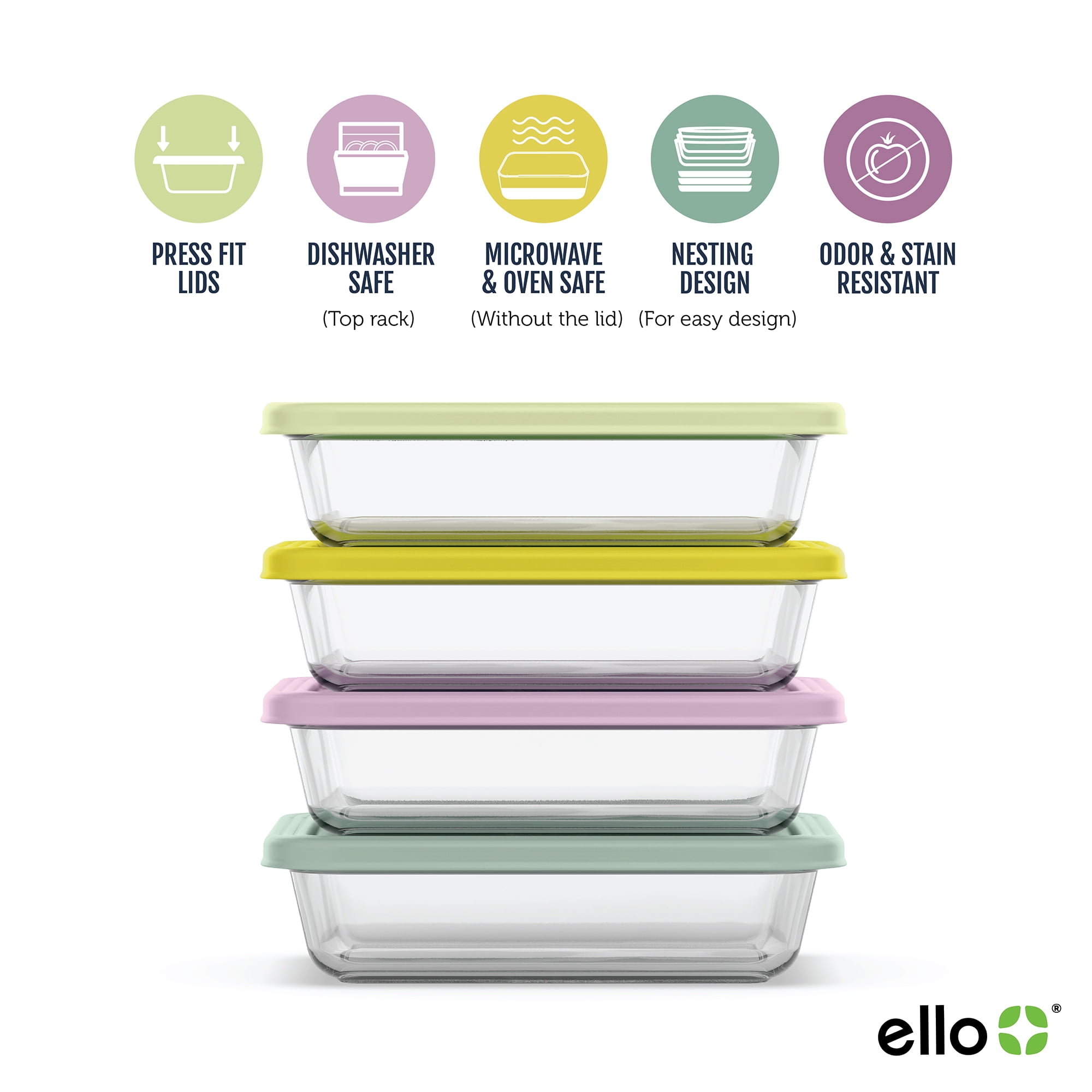 Ello Everyday 4.5 Cup 8PC Glass Meal Prep Set - Image 5