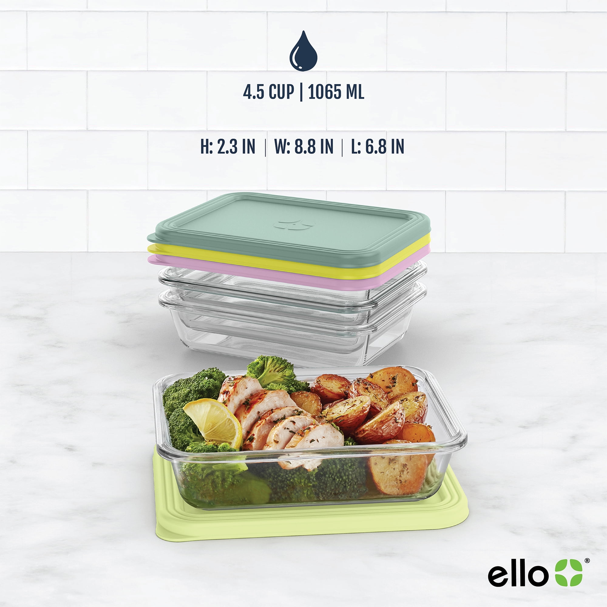 Ello Everyday 4.5 Cup 8PC Glass Meal Prep Set - Image 3