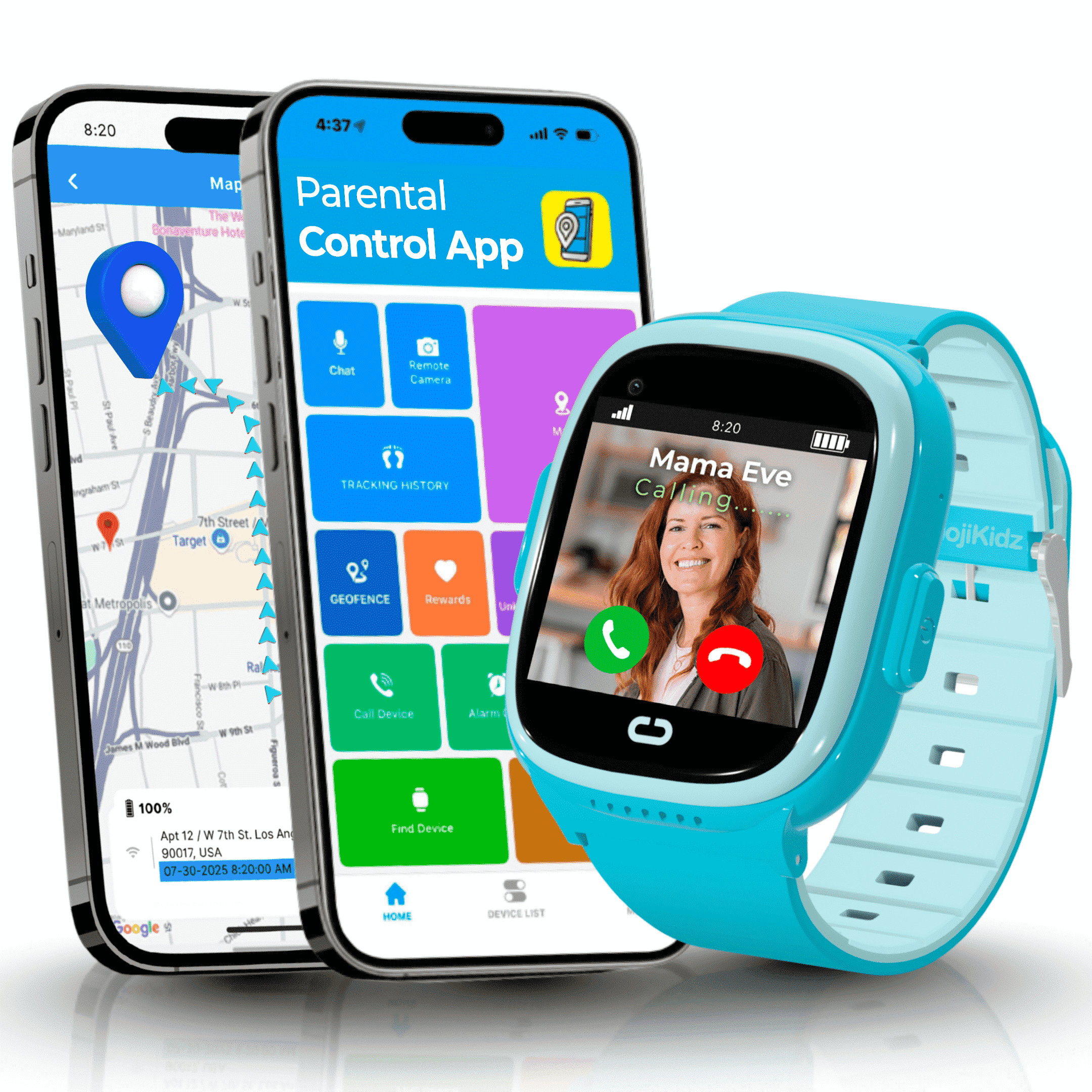 EmojiKidz Kids Smartwatch with GPS, Parental Controls, Calls & Texts, SOS, Smart Watch for Kids, Blocked Unknown Callers, (Blue)