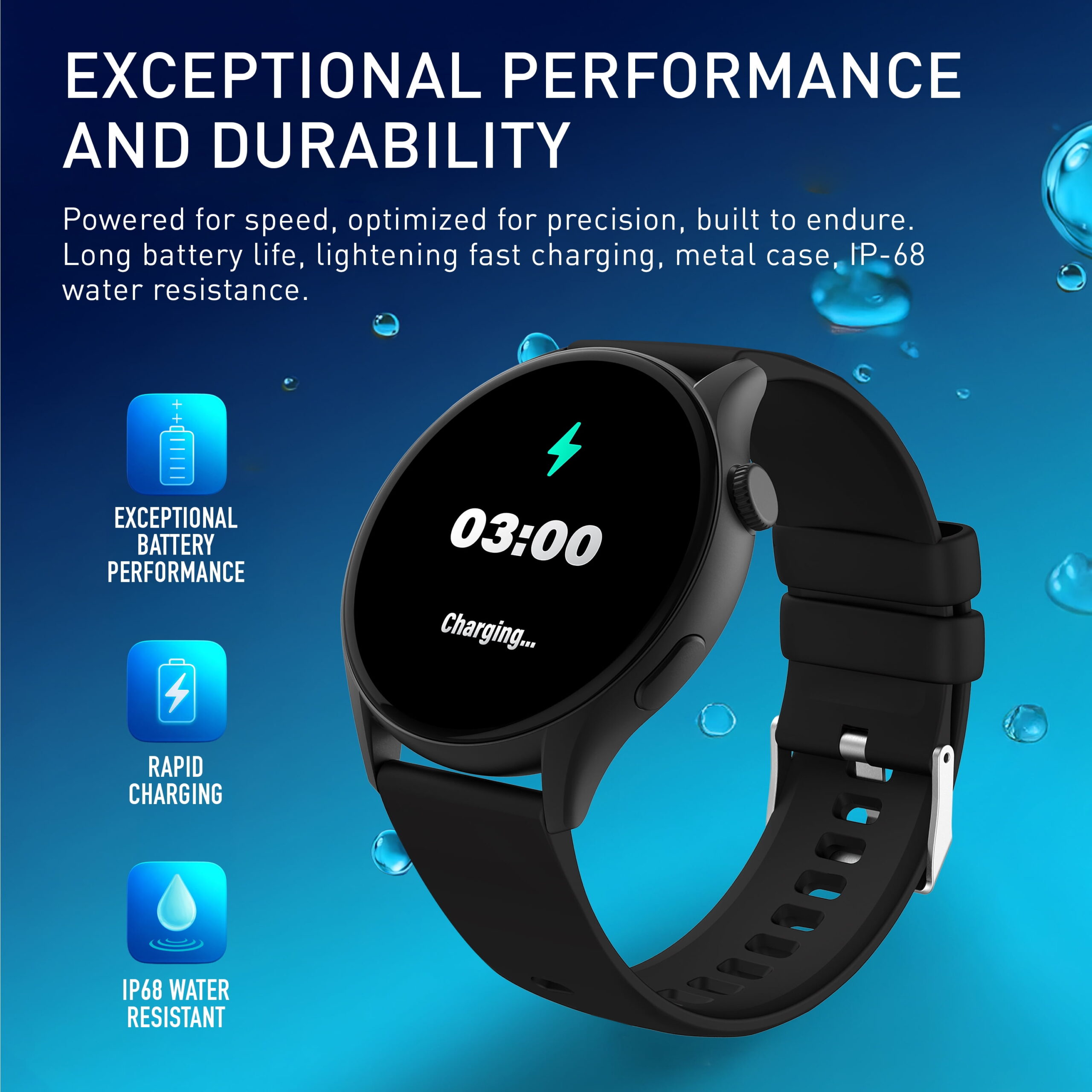 WITHit Unisex Deca Smartwatch with AMOLED Display, Black - Image 5