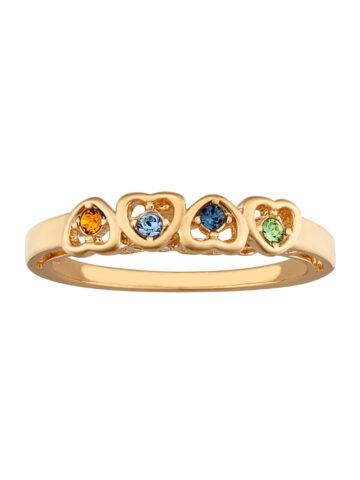 Family Jewelry Personalized Planet Mother's "I Love You" Birthstone Hearts Ring ,Women's