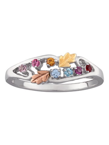 Family Jewelry Personalized Planet Mother's Sterling Silver Tri-Color Birthstone Ring ,Women's