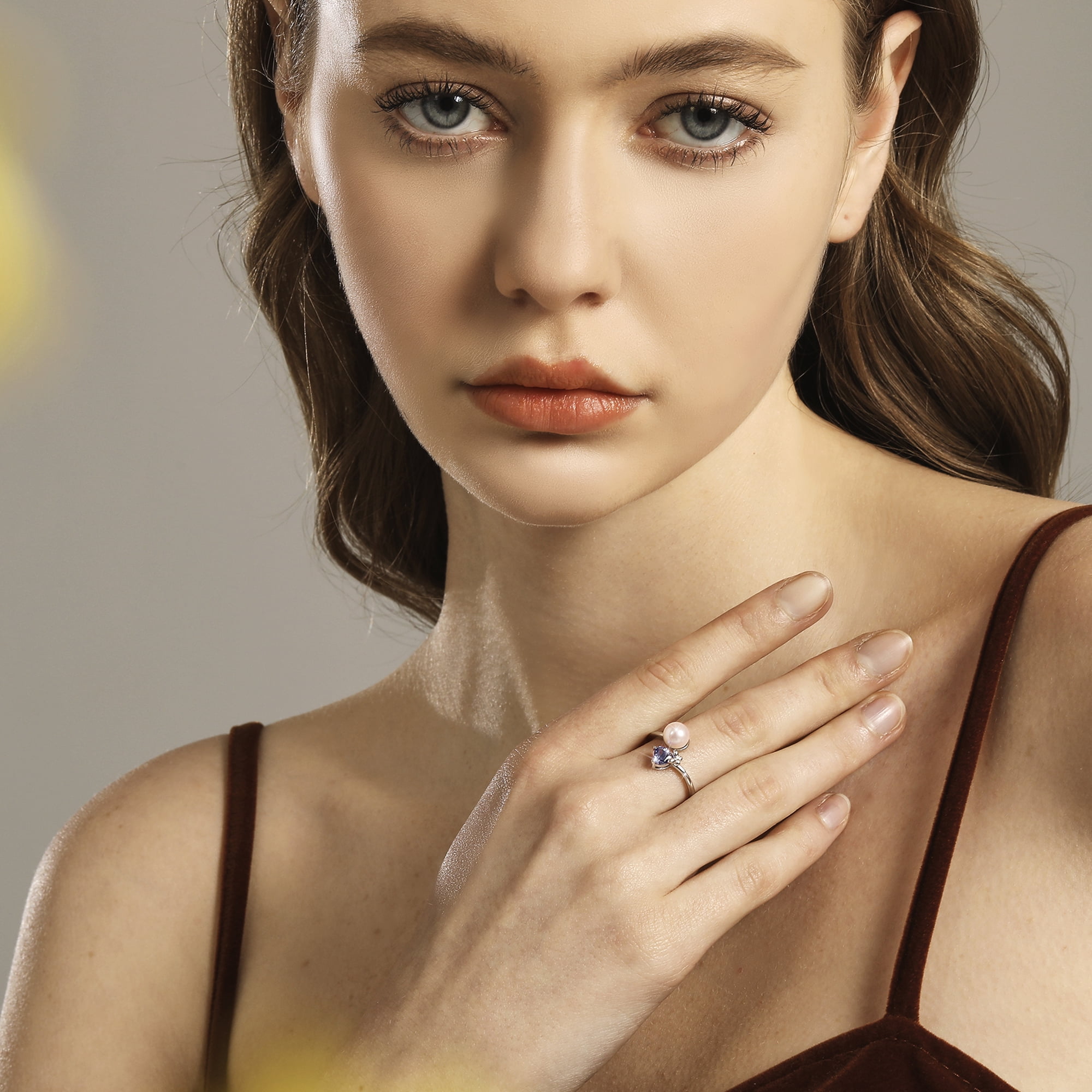 Fasjewly 7mm Natural Pearl Heart Ring,925 Sterling Silver Heart Birthstone Butterfly Adjustable Open Rings Birthday Anniversary Christmas Jewelry Gifts for Women / Wife / Lovers - Image 4