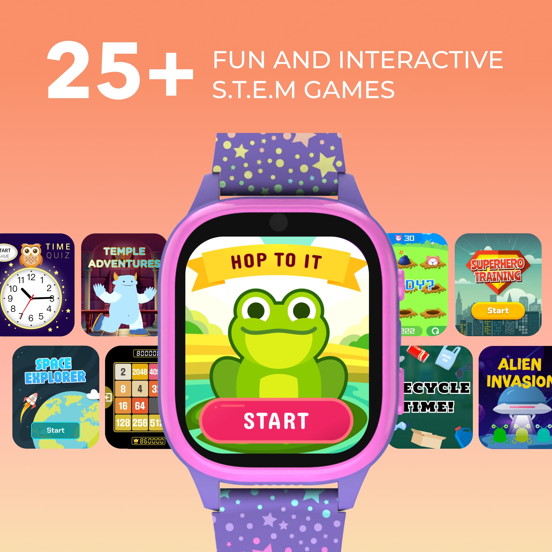 PlayZoom 4 Kids Smartwatch – 25 STEM Games, Camera, Step Counter, Audiobooks, Bluetooth, Splash Resistant, 7-Day Battery - Image 5