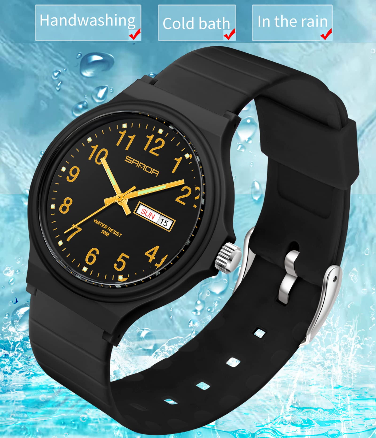 Findtime Women's Watch Waterproof Ladies Watches Sport Wrist Watch Nurse Analog Simple Minimalist Casual Watch Dress Wristwatch with Day Date White Black Pink Gold Green Purple - Image 4