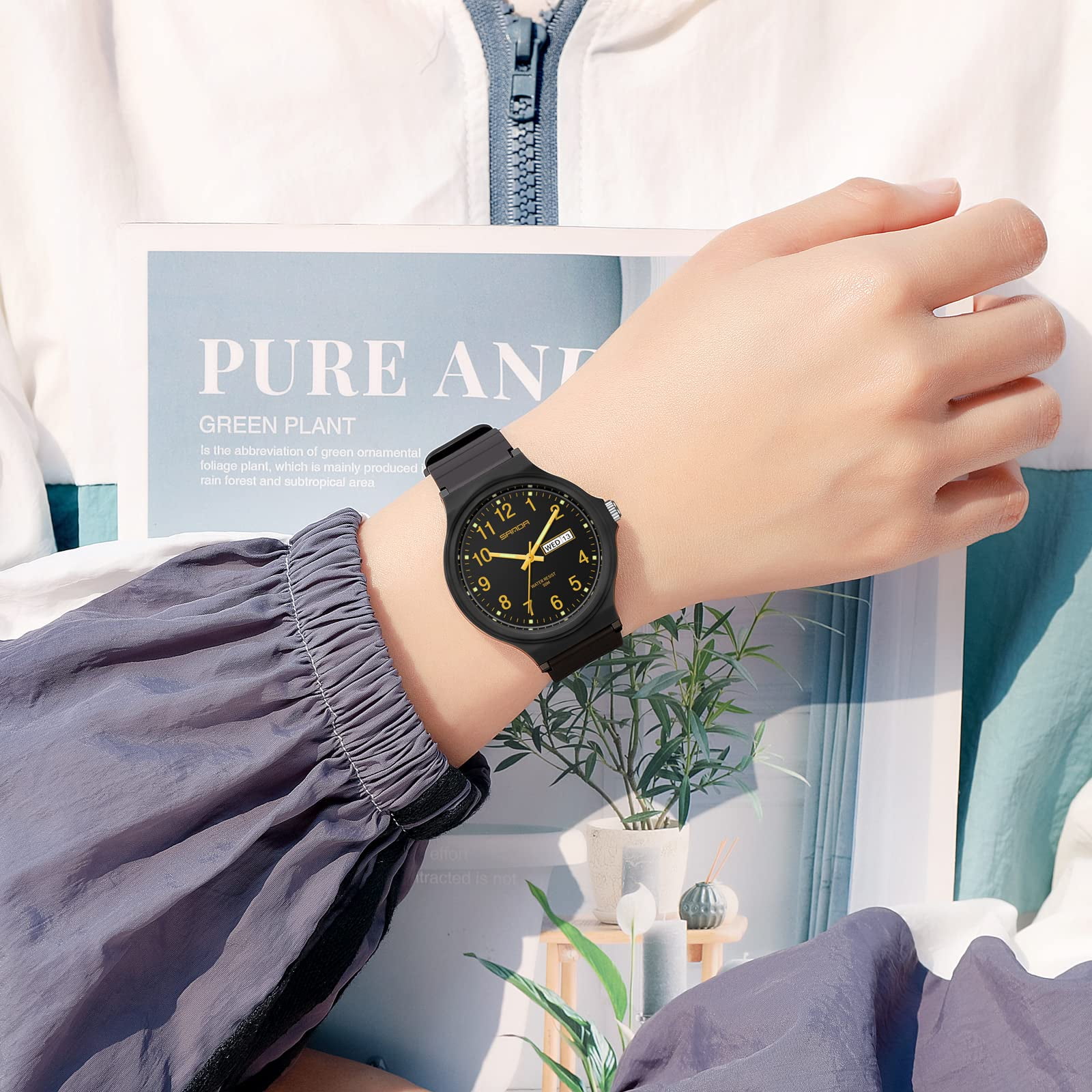 Findtime Women's Watch Waterproof Ladies Watches Sport Wrist Watch Nurse Analog Simple Minimalist Casual Watch Dress Wristwatch with Day Date White Black Pink Gold Green Purple - Image 2