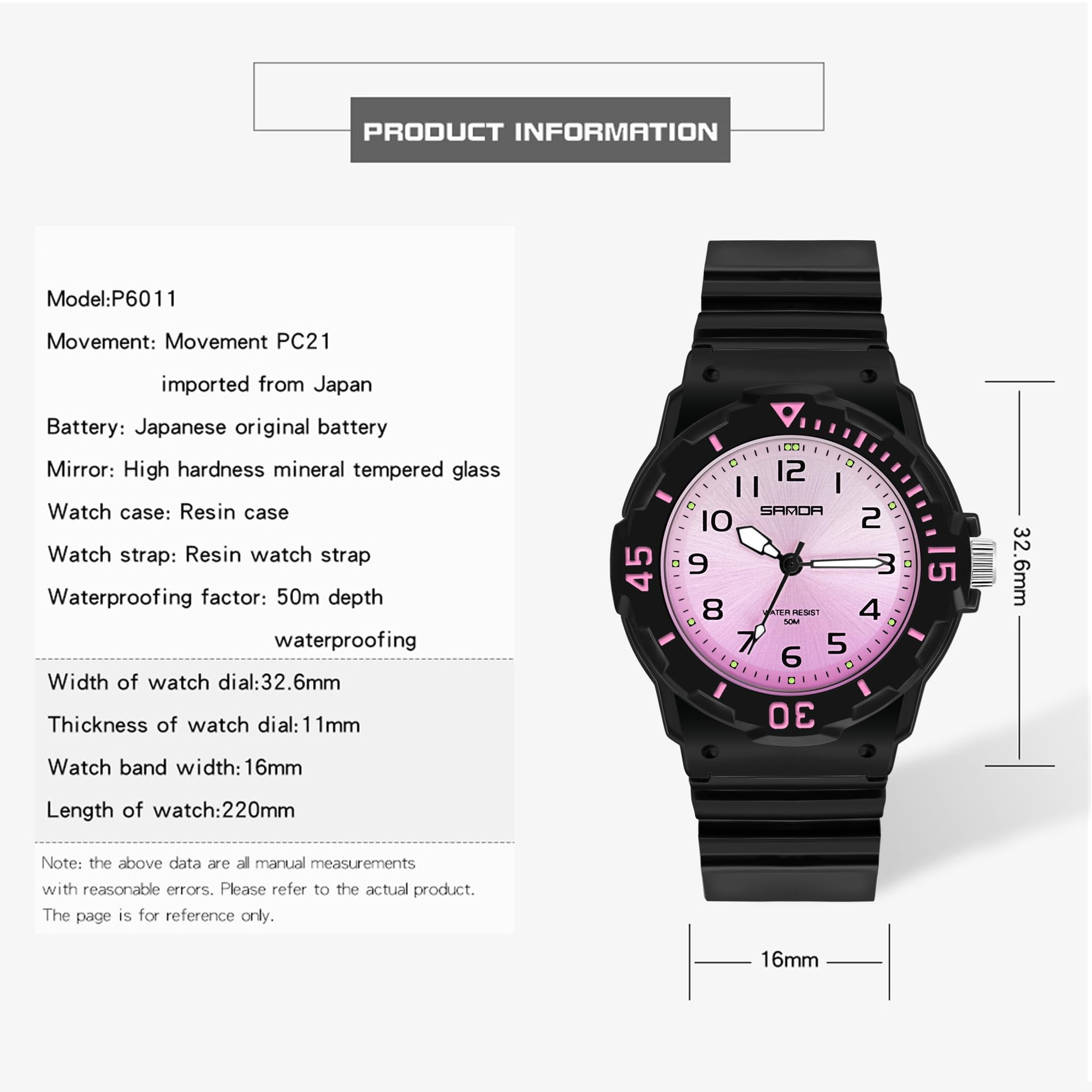 Findtime Women's Wrist Watches Nurse Watches with Second Hand for Women Waterproof Easy Read Dial Minimalist Basic Watch Luminous Nursing Watch for Women Gold Black Green White Pink - Image 4