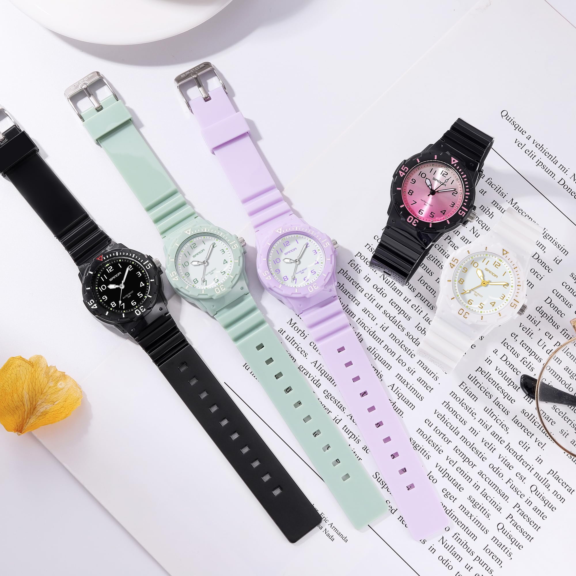 Findtime Women's Wrist Watches Nurse Watches with Second Hand for Women Waterproof Easy Read Dial Minimalist Basic Watch Luminous Nursing Watch for Women Gold Black Green White Pink - Image 3