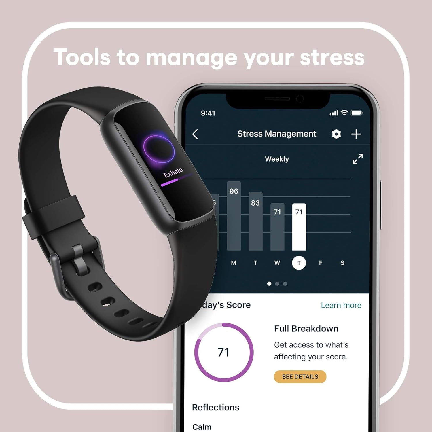Fitbit Luxe Fitness & Wellness Tracker - Black/Graphite Stainless Steel - Image 2