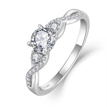 FJ Promise Ring for Her 925 Sterling Silver Engagement Ring Anniversary Wedding Eternity Ring for Women Size 10