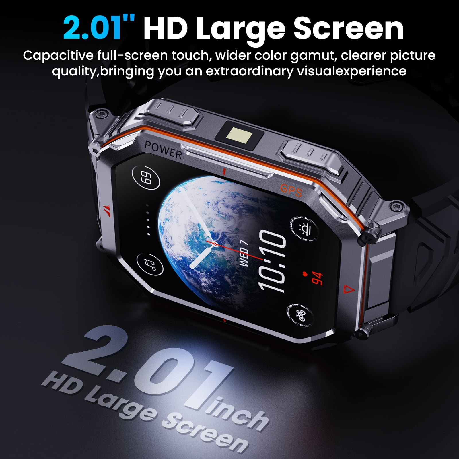 Flagship Premium Military Smart Watch, 2.01" HD Smartwatch with GPS, ChatGPT AI Assistant, 3ATM Waterproof, 100+ Sports Modes, Fitness Tracker fits for Android iPhone Devices, 2 Bands (Black + Camo) - Image 4
